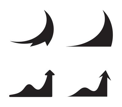 colección de exponencial curva creciente marcas y símbolos en silueta estilo para negocio crecimiento y Progreso vector