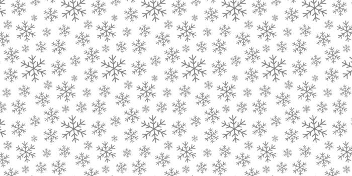 winter pattern featuring an elegant array of various sized grey snowflakes scattered across a pristine white background, perfect for holiday season designs and festive themes vector