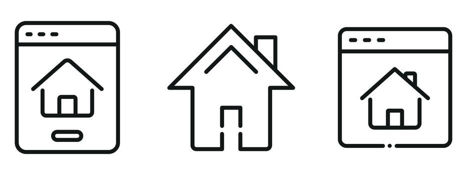 Home Main Page Icon Set Outline and Minimal Navigation Symbols for UI, UX, and Web Interface Design vector