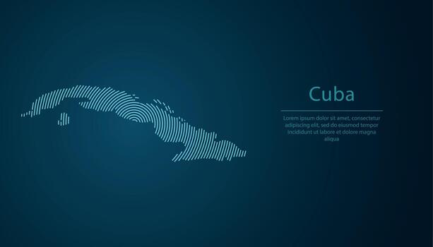 Cuba map contour with abstract circular line pattern vector