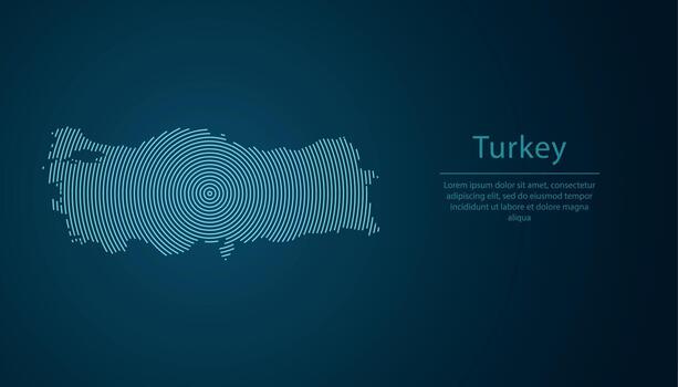 Turkey map contour with abstract circular line pattern vector