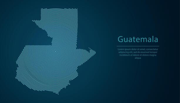 Guatemala map contour with abstract circular line pattern vector