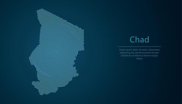 Chad map contour with abstract circular line pattern vector