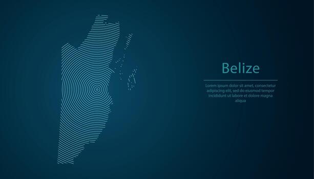 Belize map contour with abstract circular line pattern vector