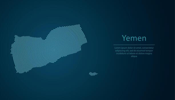 Yemen map contour with abstract circular line pattern vector