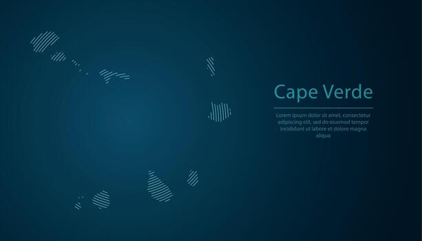 Cape Verde map contour with abstract circular line pattern vector