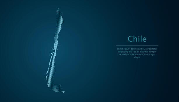 Chile map contour with abstract circular line pattern vector