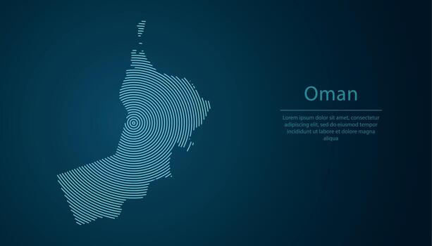 Oman map contour with abstract circular line pattern vector