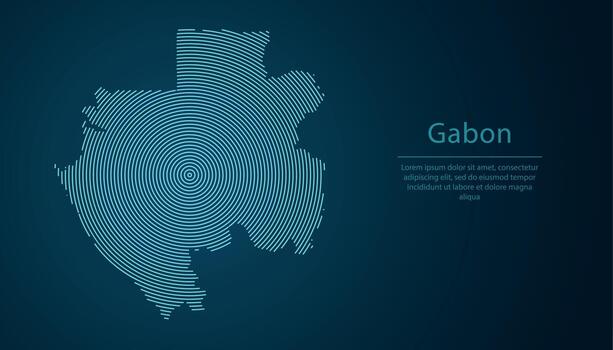 Gabon map contour with abstract circular line pattern vector