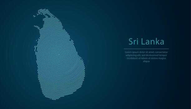 Sri Lanka map contour with abstract circular line pattern vector