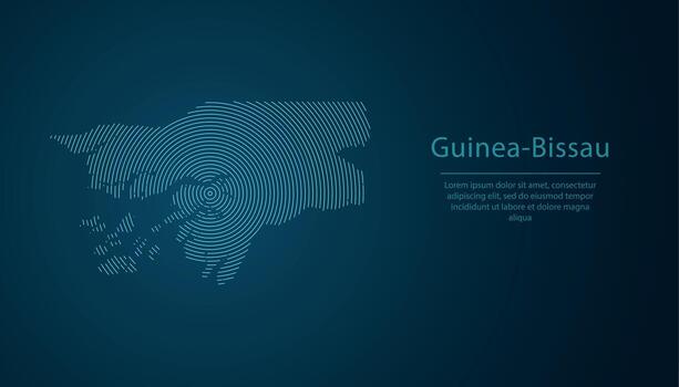 Guinea-Bissau map contour with abstract circular line pattern vector