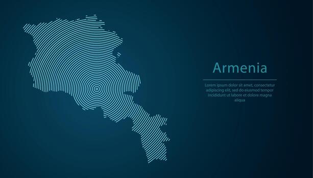 Armenia map contour with abstract circular line pattern vector