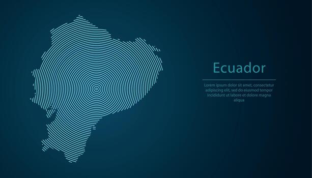 Ecuador map contour with abstract circular line pattern vector
