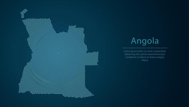 Angola map contour with abstract circular line pattern vector