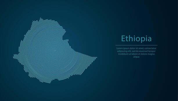 Ethiopia map contour with abstract circular line pattern vector
