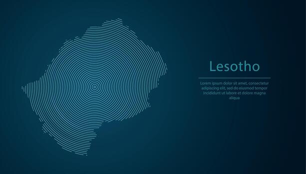 Lesotho map contour with abstract circular line pattern vector