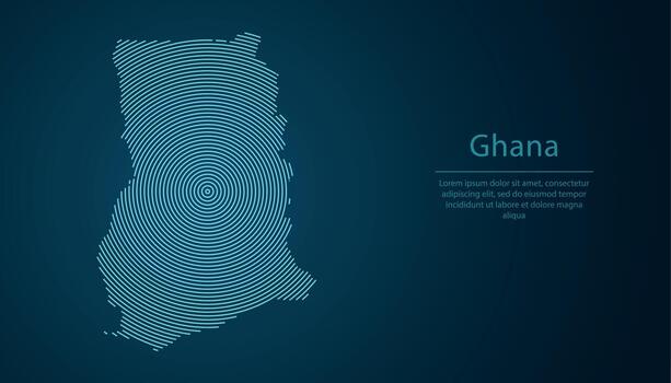 Ghana map contour with abstract circular line pattern vector