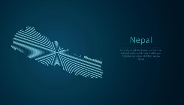 Nepal map contour with abstract circular line pattern vector
