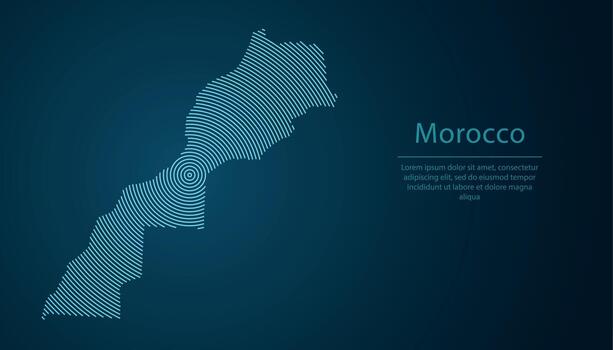 Morocco map contour with abstract circular line pattern vector
