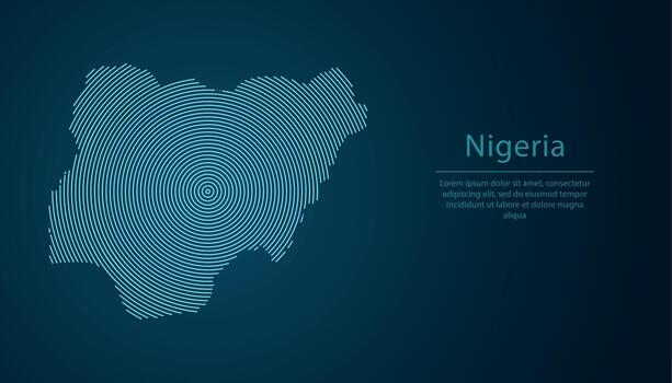 Nigeria map contour with abstract circular line pattern vector