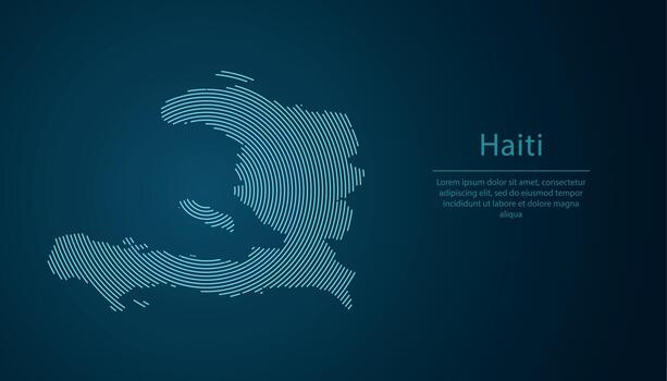 Haiti map contour with abstract circular line pattern vector