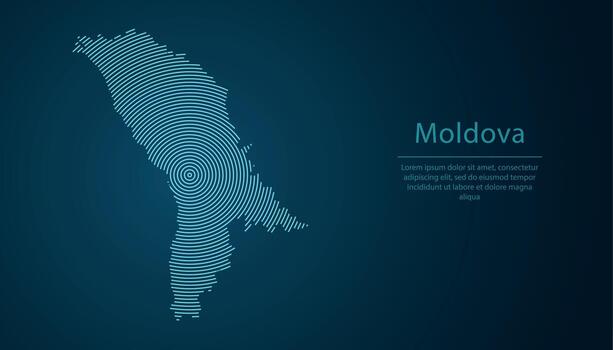 Moldova map contour with abstract circular line pattern vector