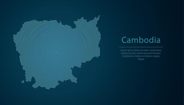 Cambodia map contour with abstract circular line pattern vector