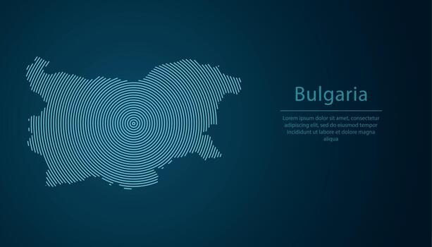 Bulgaria map contour with abstract circular line pattern vector