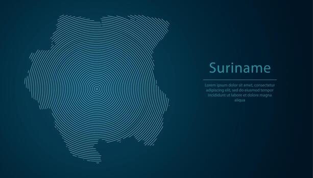 Suriname map contour with abstract circular line pattern vector