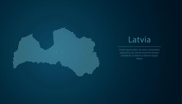 Latvia map contour with abstract circular line pattern vector