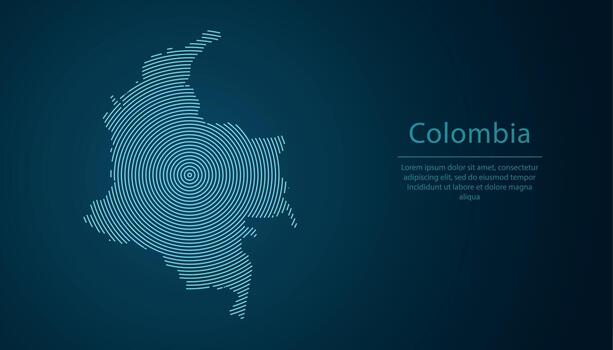 Colombia mapa contorno con resumen circular línea modelo vector
