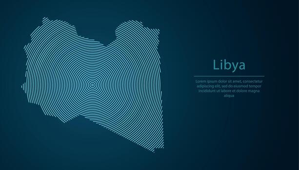 Libya map contour with abstract circular line pattern vector