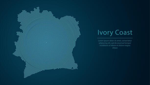 Ivory Coast map contour with abstract circular line pattern vector