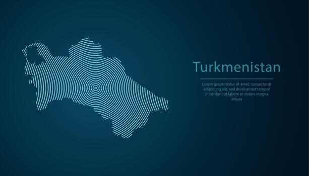 Turkmenistan map contour with abstract circular line pattern vector