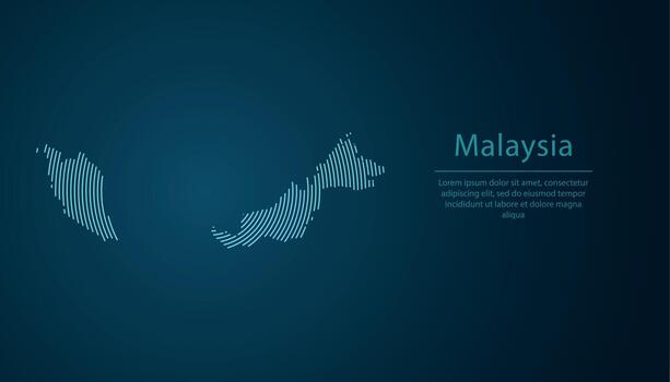 Malaysia map contour with abstract circular line pattern vector