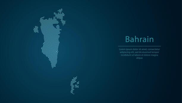 bahrein mapa contorno con resumen circular línea modelo vector