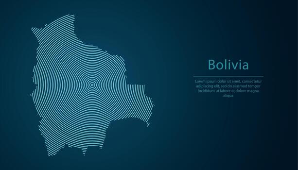 Bolivia map contour with abstract circular line pattern vector