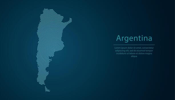 Argentina map contour with abstract circular line pattern vector
