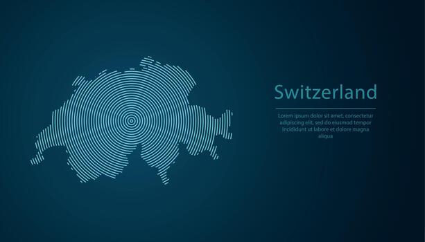 Switzerland map contour with abstract circular line pattern vector