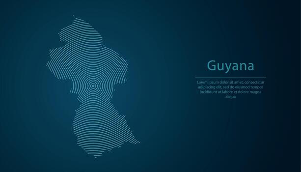 Guyana map contour with abstract circular line pattern vector
