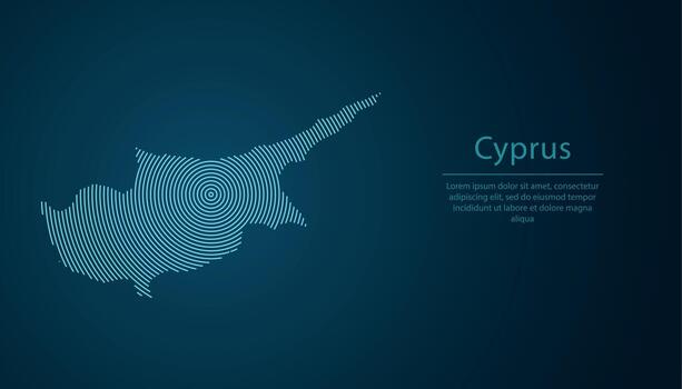 Cyprus map contour with abstract circular line pattern vector