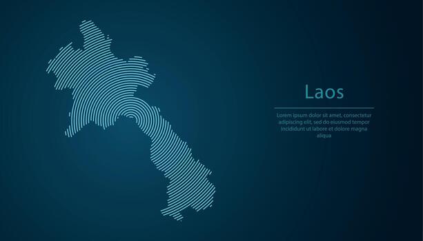 Laos map contour with abstract circular line pattern vector