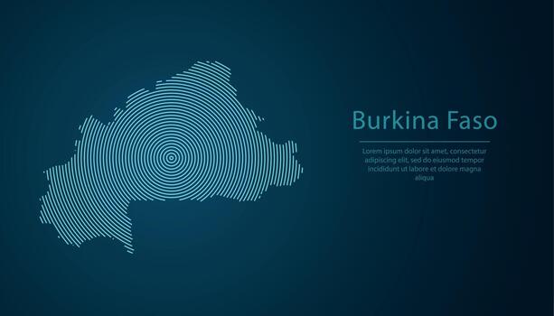 Burkina Faso map contour with abstract circular line pattern vector