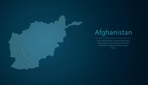 Afghanistan map contour with abstract circular line pattern vector