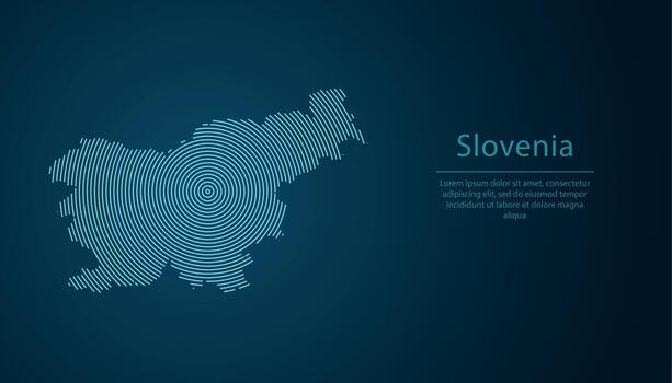 Slovenia map contour with abstract circular line pattern vector