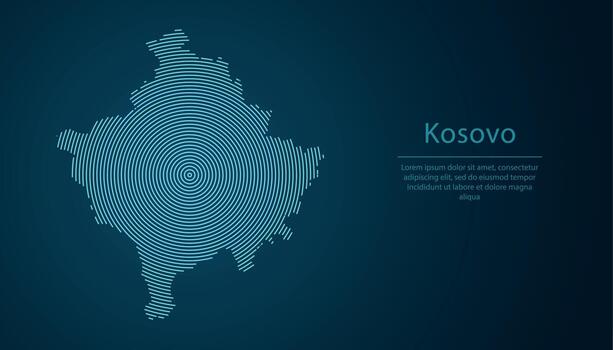 Kosovo map contour with abstract circular line pattern vector