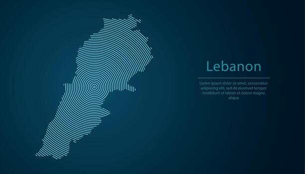 Lebanon map contour with abstract circular line pattern vector