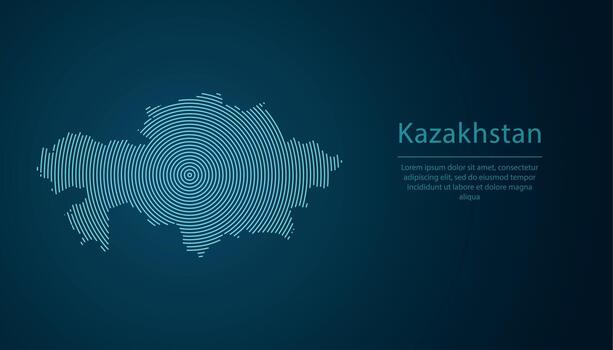 Kazajstán mapa contorno con resumen circular línea modelo vector
