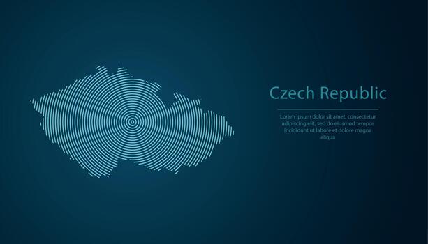 Czech Republic map contour with abstract circular line pattern vector