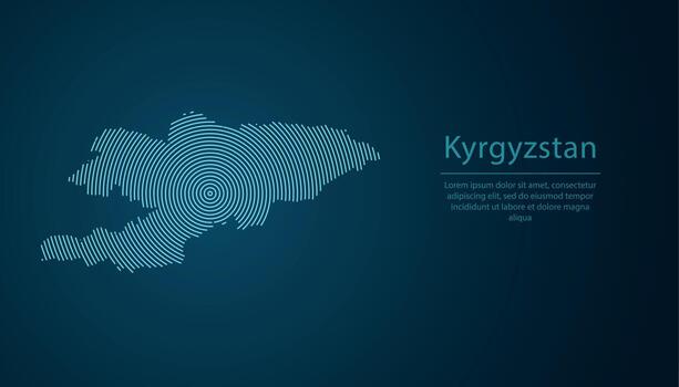 Kyrgyzstan map contour with abstract circular line pattern vector
